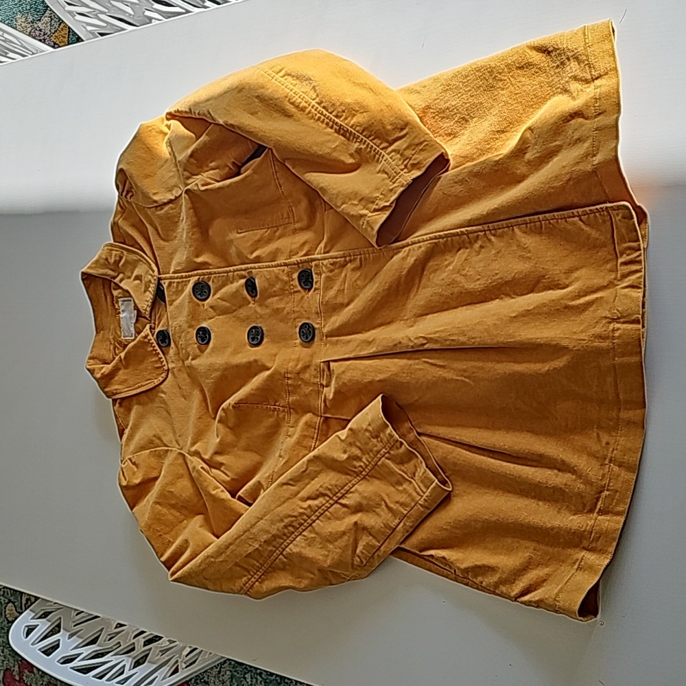 Yellow velvet double breasted coat size xxl
